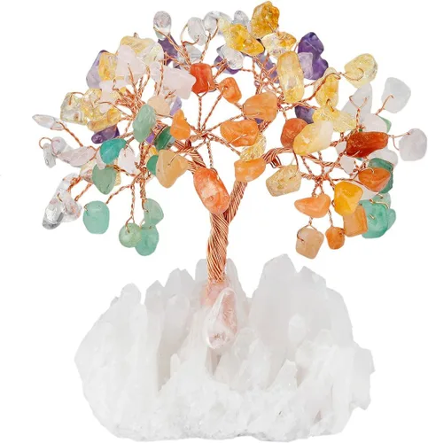 Vista 16 de Mookaitedecor - Árbol de cristal con base de cuarzo, bonsái para la riqueza y buena suerte Árbol bonsái, árbol de dinero para la suerte