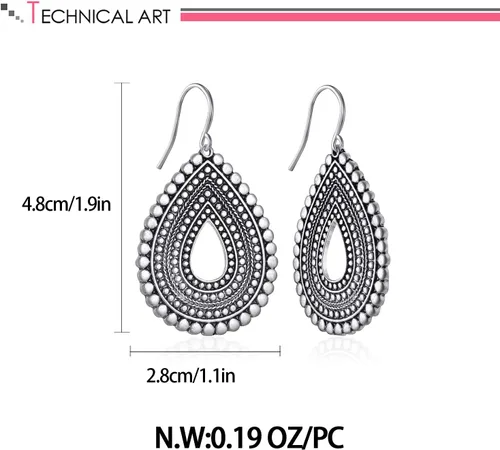 Vista 6 de LILIE&WHITE Burnt Gold Boho Earrings For Women Antique Silver Disc Dangle Earrings Vintage Snake Dangle Earrings Fashion Jewelry