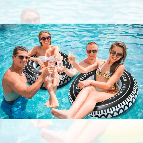 Vista 2 de Tubos inflables para neumáticos, flotadores de piscina para adultos y niños, anillos de natación, río, balsa, camión, carreras, automóvil