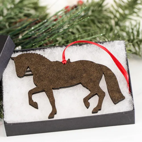 Vista 5 de Adornos navideños de caballo de doma, regalos de caballo para mujeres, decoración de adornos de caballo (bayo)