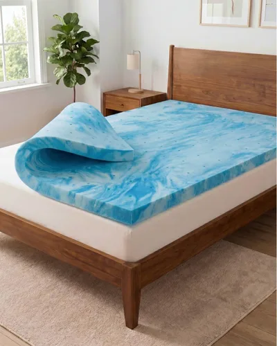 Vista 10 de Cubrecolchón de espuma viscoelástica individual de 2 pulgadas, con infusión de gel refrescante, almohadilla de colchón suave y ventilada