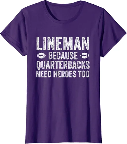 Vista 14 de Lineman Because Quarterbacks Need Heroes Camiseta de fútbol linieros S Negro