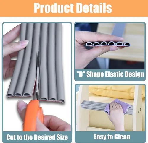 Vista 5 de Almohadillas para escalera de litera, protectores de esquina suaves de PVC con adhesivo fuerte, cubierta de escalera para litera para escaleras