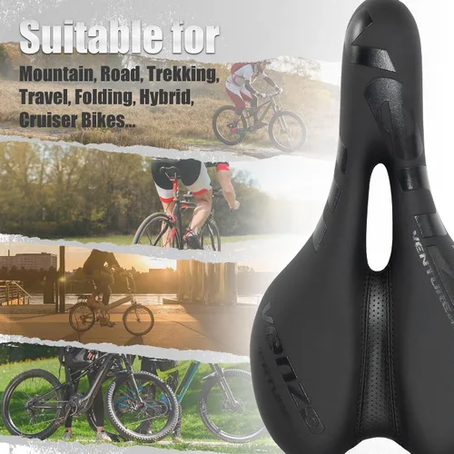 Vista 6 de Venzo Comfortable Saddle Bike Seat Soft & Durable Bicycle Seat for MTB, Road, Exercise, Trekking, Folding, Hybrid & Cruiser Bikes Breathable &