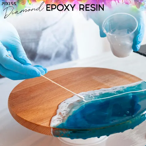 Vista 8 de Pixiss Kit de resina epoxi de 2 galones, resina de arte transparente y endurecedor con guantes, esparcidor, varillas de mezcla de silicona