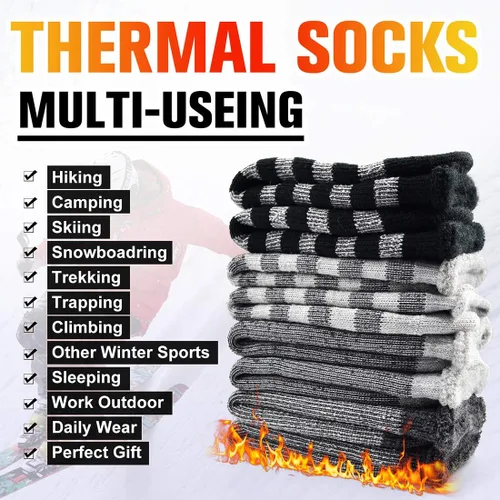Vista 8 de Busy Socks Winter Warm Thermal Socks for Men Women Extra Thick Insulated Heated Crew Boot Socks for Extreme Cold Weather