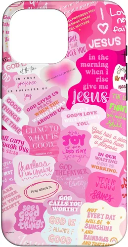 Vista 19 de Funda estética para iPhone 16 con versículos bíblicos cristianos con citas positivas