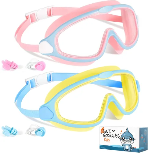 Vista 8 de Supertrip Gafas de natación para niños, paquete de 2 gafas de natación con protección UV antivaho para niños de 6 a 14 años