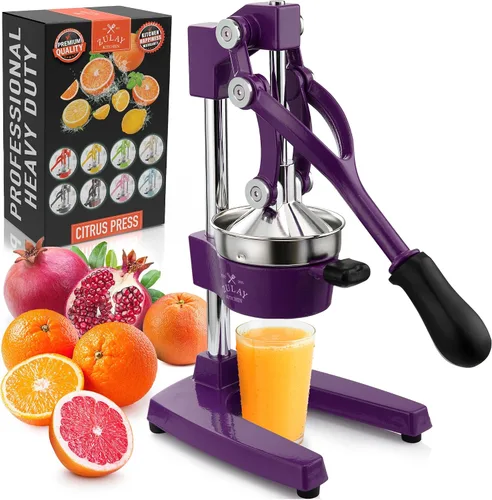 Vista 16 de Zulay Kitchen Exprimidor de hierro fundido, exprimidor de naranja resistente con coladores desmontables para una fácil limpieza, prensa de cítricos