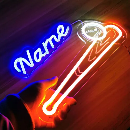 Vista 7 de Letreros de neón de nombre personalizado para béisbol, lámpara LED de neón de nombre de jugador de béisbol personalizada y estética hecha a mano
