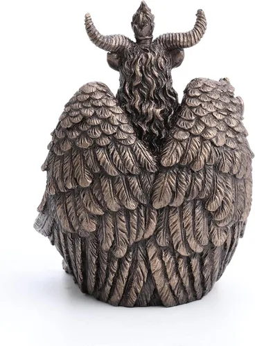 Vista 4 de Estatua de 11,4 cm de Veronese Design de Baphomet en Pose de Meditación Sentado, Escultura de Resina con Acabado Pintado a Mano