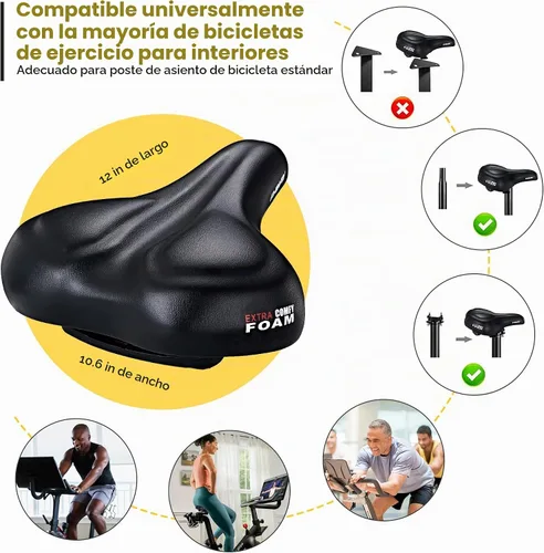 Vista 4 de DAWAY C50 - Asiento de bicicleta cómodo de gran tamaño, repuesto extra ancho con cojín de espuma viscoelástica para hombres y mujeres, cómodo
