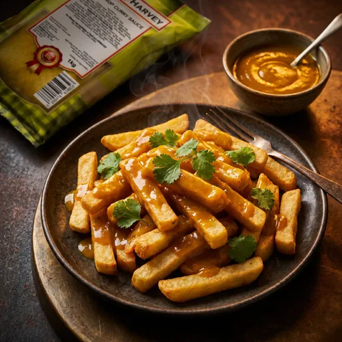 Vista 5 de Harry Harvey 10.58 oz Chip Shop Curry Sauce Powder, Chippy, Takeaway Chips Curries. Como lo utilizan Chippies y Fish Shops