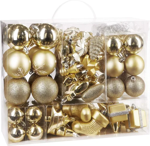 Vista 2 de BRUBAKER 77ct - Adornos de árbol de Navidad - Inastillables - Bolas de Navidad, estrellas, conos de pinos, botas, calcetines, paquetes