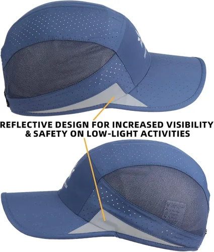 Vista 4 de ZZEWINTRAVELER Reflective Running Cap Quick-Drying Lightweight Breathable Unstructured Baseball Cap Unisex