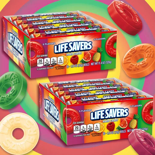 Vista 3 de LIFE SAVERS Paquete a granel de caramelos duros de 5 sabores, rollo de 1.14 onzas (paquete de 20)