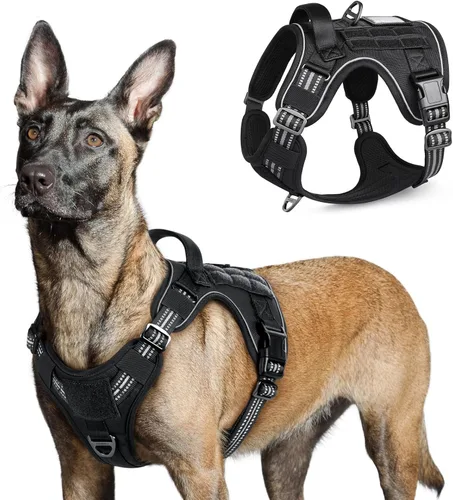 Vista 35 de rabbitgoo Arnés táctico para perros pequeños, chaleco de servicio militar sin tirones con asa y Molle, de fácil control para entrenar y caminar