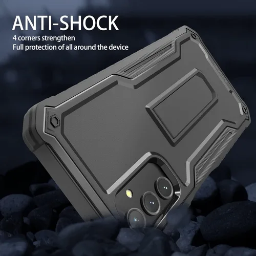 Vista 6 de Funda para Samsung Galaxy A14 5G, protección de grado militar, a prueba de golpes, con protector de pantalla HD de vidrio templado y soporte