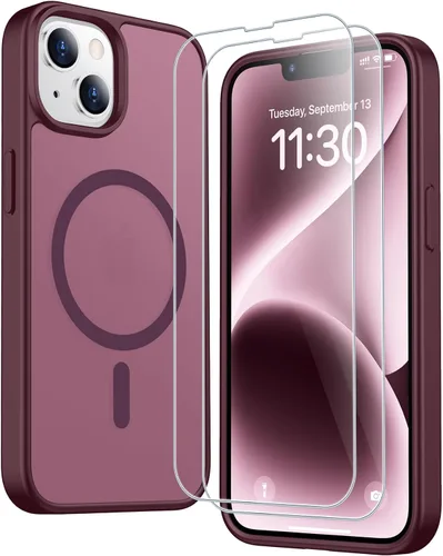 Vista 285 de SPIDERCASE Funda magnética translúcida diseñada para iPhone 11, con 2 protectores de pantalla de vidrio templado, antihuellas, para iPhone 11 de 6.1