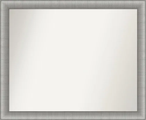 Vista 469 de Amanti Art Espejo de baño plateado para sobre el fregadero, 28 x 37 pulgadas, elegante espejo rectangular de peltre cepillado, marco de madera