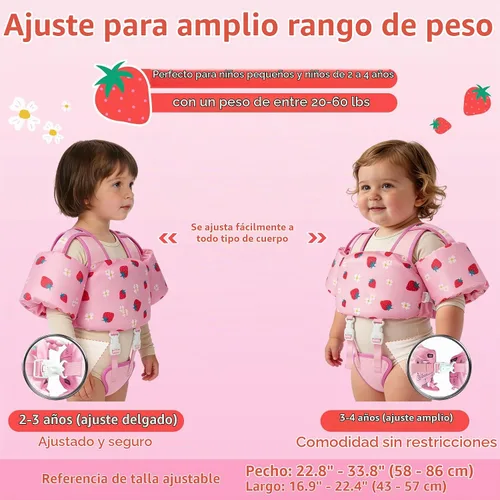 Vista 2 de Vvinca Puddle Kid Jumper for 20-60 Lbs, Toddler Pool Floaties for Kids 2-4 01-fresa