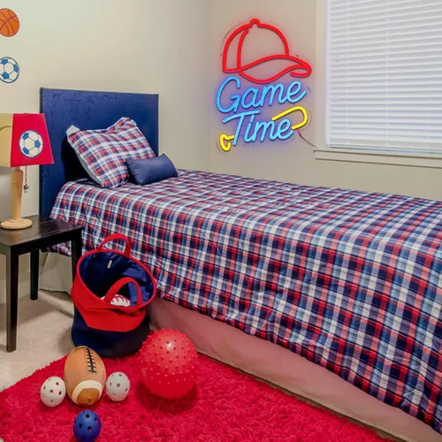 Vista 4 de Letrero de neón de béisbol para decoración de pared, regulable, para dormitorio, bate de béisbol, luz de neón para club de béisbol, sala