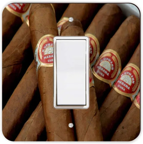 Vista 3 de Cuban Cigars Havana Cigar - Tapa de interruptor de luz basculante doble - Placa de interruptor basculante doble