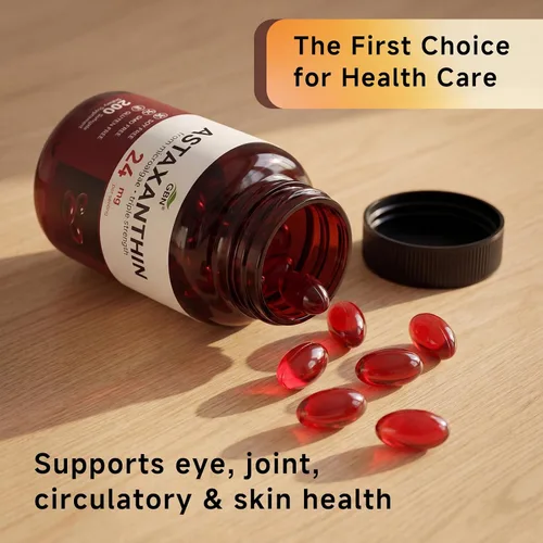 Vista 4 de GBN Suplementos de astaxantina 24 mg 200 cápsulas blandas, apoya la salud de los ojos, la piel, las articulaciones, el cerebro, el corazón
