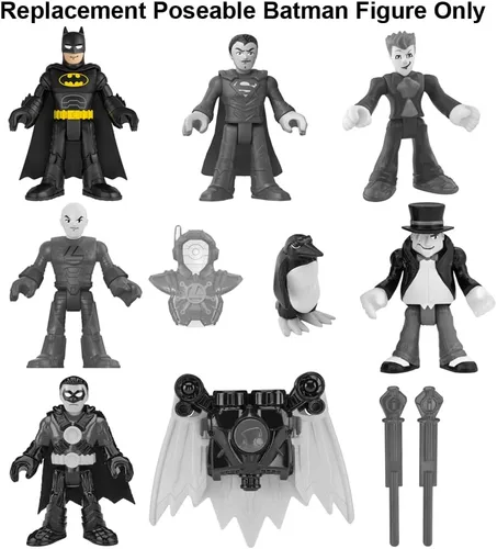 Vista 2 de Mattel Pieza de repuesto para Imaginext Deluxe Figure Pack Playset – GWX46 ~ Figura de Batman Poseable de Repuesto ~ Llevando Traje Negro y Capa