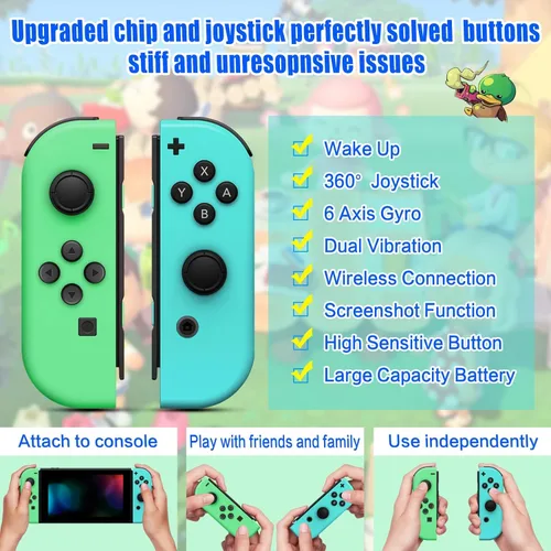 Vista 2 de NINIFEI Controller for Nintendo Switch, Compatible with Nintendo Switch Wireless LR Controller Support Double VibrationWake-upScreenshot