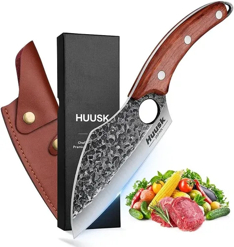 Vista 8 de Huusk Cuchillo de carnicero para cortar carne, cuchillo de 7.5" con textura