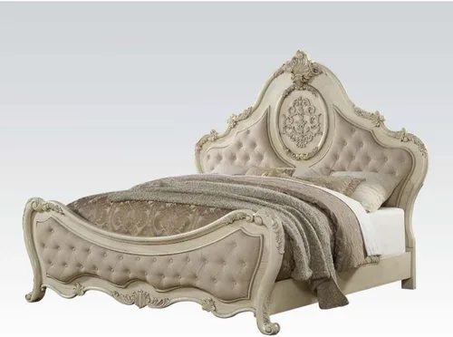 Vista 6 de ACME Ragenardus - Cama Queen - 27010Q - Lino beige y blanco antiguo