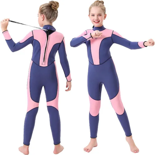 Vista 8 de Seaskin Traje de neopreno para niños y niñas de 0.118 pulgadas (0.118 in), con cremallera en la espalda, trajes térmicos para natación, buceo, surf