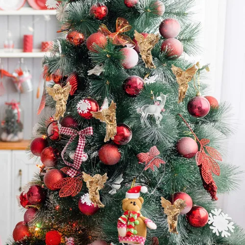 Vista 8 de Amosfun - Figura decorativa de ángel de Navidad (30 unidades), diseño de ángel de querubín
