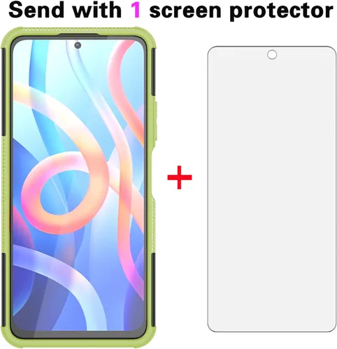 Vista 4 de Asuwish Funda de teléfono para Xiaomi Poco M4 Pro 5G/Redmi Note 11S 5G con protector de pantalla de vidrio templado y soporte delgado híbrido