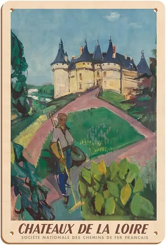 Vista 5 de Pacifica Island Art Jacques Ceria Despierre c. 1953-8 x 12 pulgadas, cartel de metal vintage de Châteaux of The Loire Valley, SNCF