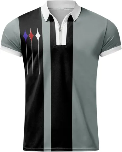 Vista 3 de Camiseta de manga corta con estampado de empalme a rayas de verano para hombre