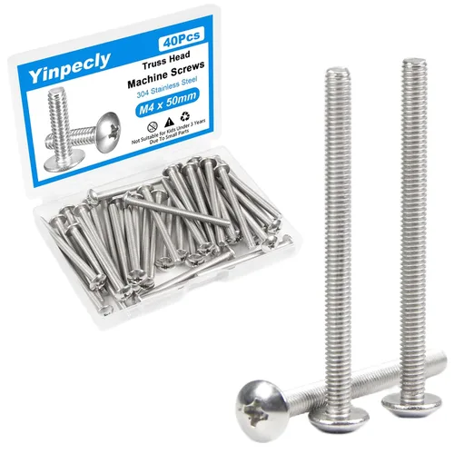 Vista 13 de 50 tornillos de máquina de cabeza de braguero M4 x 0.197 in, Phillips Drive