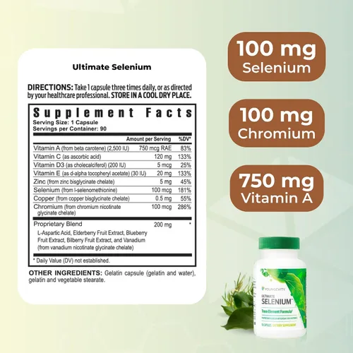 Vista 3 de Youngevity Ultimate Selenium Trace Element Formula - 90 cápsulas Selenio 100 MCG + otras vitaminas y minerales esenciales (paquete de 1)