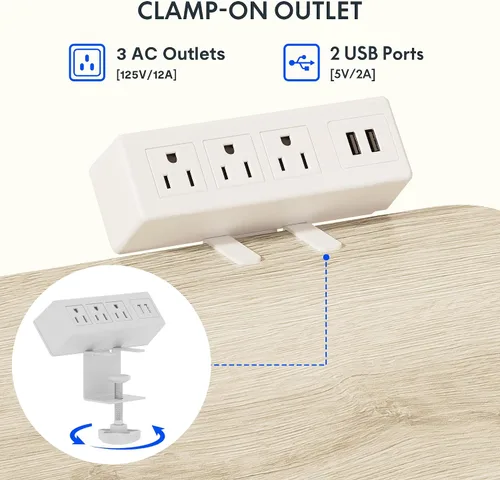Vista 63 de FLEXISPOT EN2 Escritorio de pie de una pieza completa con regleta de alimentación de abrazadera, escritorio eléctrico de altura ajustable de 40 x 24