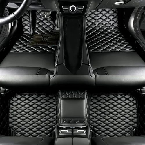 Vista 16 de Tapetes de cuero personalizados impermeables para automóvil, sedán, SUV, automóvil deportivo, negro, beige, para hombre y mujer (todo beige, 3D)