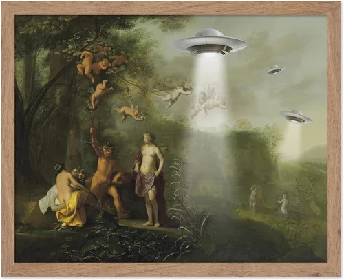 Vista 14 de Monem Art Póster de Alienígena - Impresión Retro de Chica Pin-Up - Arte de Nave Espacial - Arte de Collage - Arte OVNI - Arte Psicodélico - Arte