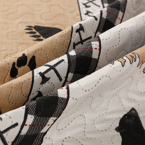 Vista 5 de Juego de edredón de tamaño Queen/Matrimonial, ropa de cama rústica de cabaña, colcha reversible para el hogar, colcha ligera para el hogar, colcha