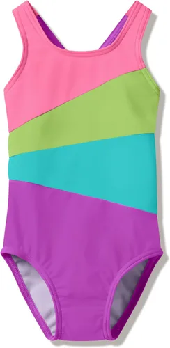 Vista 4 de Speedo Traje de baño de una pieza para niñas con espalda cruzada cerrada Plano 2023