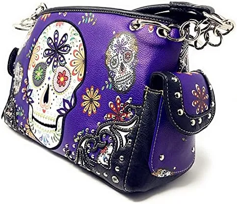 Vista 2 de Texas West - Bolso de mano para mujer, diseño de calavera, multicolor