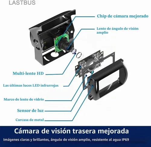 Vista 6 de Cámara de respaldo, cámara de marcha atrás, cámara de visión nocturna impermeable de gran ángulo de visión trasera con conector GX12-4 de 4 pines