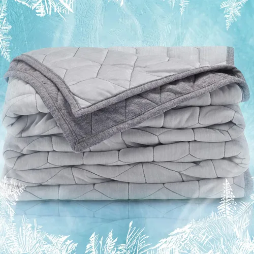 Vista 8 de SLEEP ZONE Manta refrescante para personas que duermen con calor (50 x 60 pulgadas), manta de verano de doble cara, ligera y portátil para gimnasio