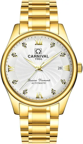 Vista 2 de TEINTOP Carnival - Juego de 2 relojes mecánicos para parejas para hombres y mujeres, para él o ella, todo color dorado y blanco, blanco, dorado