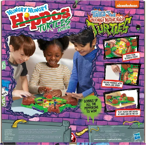 Vista 2 de Hungry Hungry Hippos: Teenage Mutant Ninja Turtles Edition Juego A partir de 4 años 2 a 4 jugadores Juegos de mesa para niños Regalos