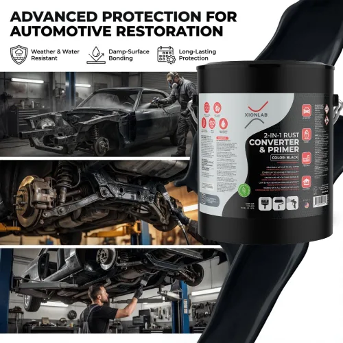 Vista 5 de Convertidor de óxido 2 en 1 e imprimación de metal, pintura inhibidora de óxido negra para metal, reformador de óxido automotriz, a base de agua